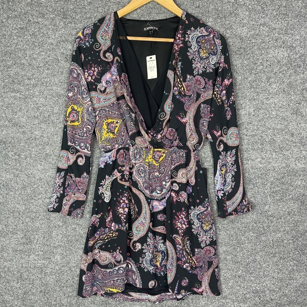 NEW $69 Express Paisley V- Neck‎ Dress Size XS